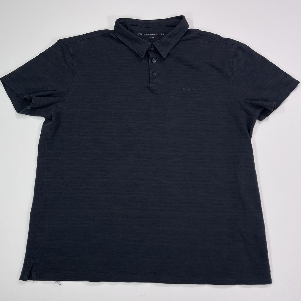 John Varvatos Polo Shirt Men's Large Short Sleeve Charcoal Gray Casual Collared